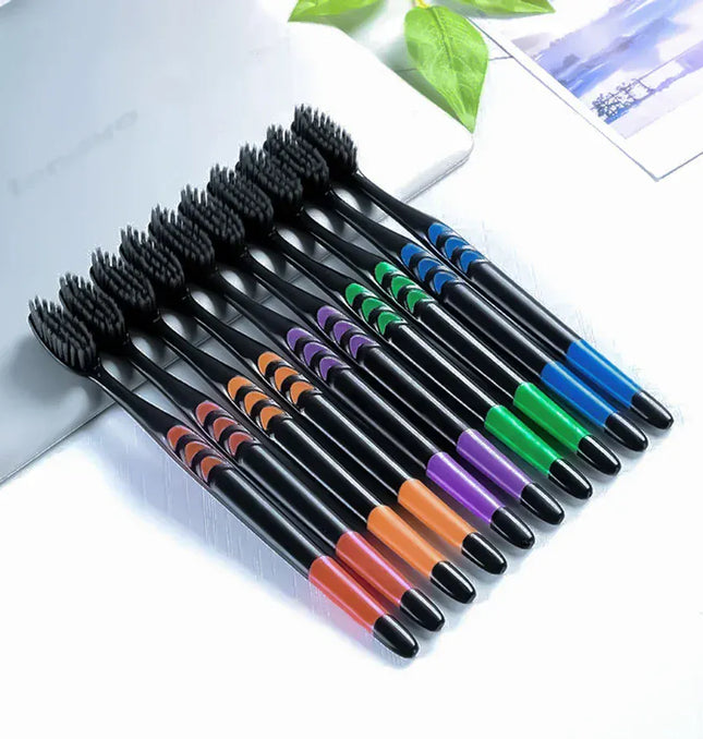 EcoWarra 10/20 Pcs Family pack toothbrush, Bamboo Charcoal Soft fur Toothbrush, Travel Carry，Color random