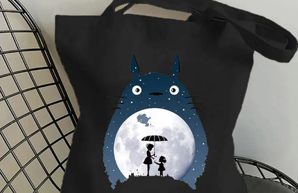 EcoWarra 10 / 35CMX45CM Funny Totoro Fashion Printed Women's Eco Shopping Bag Harajuku Style Student Handbag Storage Bag Travel Student Backpack Gift