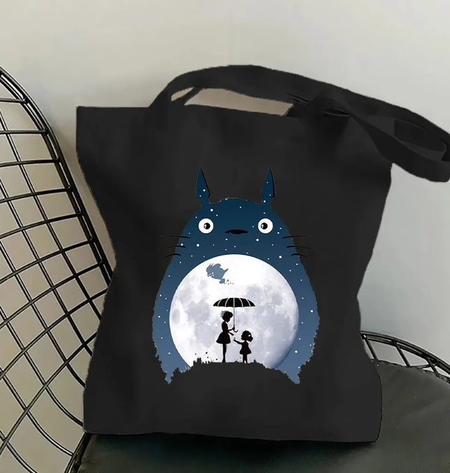EcoWarra 10 / 35CMX45CM Funny Totoro Fashion Printed Women's Eco Shopping Bag Harajuku Style Student Handbag Storage Bag Travel Student Backpack Gift