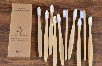 EcoWarra 10 Piece  White 10Pcs Colorful Toothbrush Natural Bamboo Tooth Brush Sets Soft Bristle Charcoal Teeth Eco Bamboo Toothbrushes Dental Oral Care