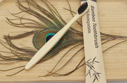 EcoWarra 100Pcs Black Bamboo Toothbrushes 100Pcs Eco Friendly Resuable Toothbrush Adult Wooden Soft Tooth Brush Eco Friendly Vegan