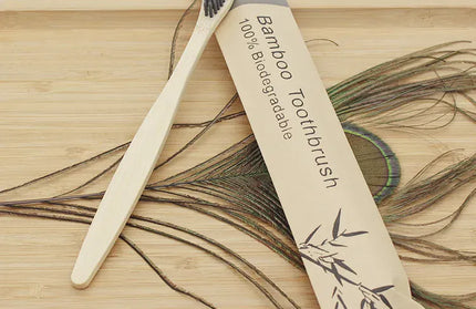 EcoWarra 100Pcs Grey Bamboo Toothbrushes 100Pcs Eco Friendly Resuable Toothbrush Adult Wooden Soft Tooth Brush Eco Friendly Vegan