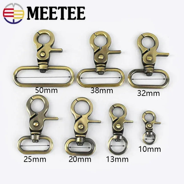 EcoWarra 10Pcs 10-50mm Metal Buckles for Bag Strap Dog Collar Swivel Lobster Clasp Webbing Trigger Snap Hooks DIY Handbag Accessories