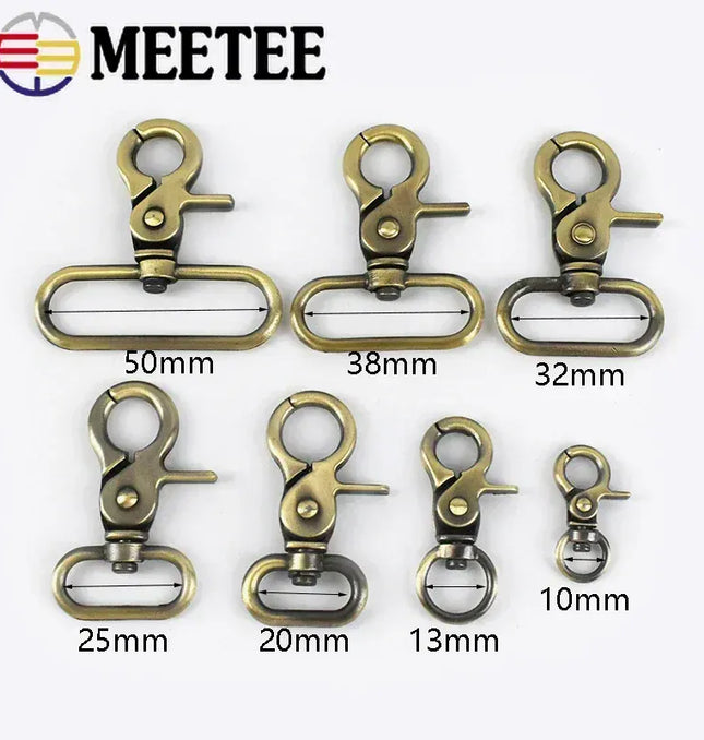 EcoWarra 10Pcs 10-50mm Metal Buckles for Bag Strap Dog Collar Swivel Lobster Clasp Webbing Trigger Snap Hooks DIY Handbag Accessories