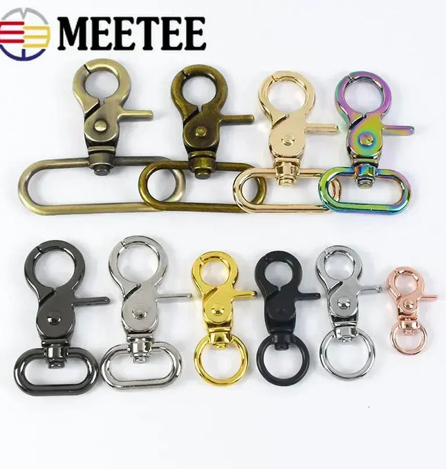 EcoWarra 10Pcs 10-50mm Metal Buckles for Bag Strap Dog Collar Swivel Lobster Clasp Webbing Trigger Snap Hooks DIY Handbag Accessories