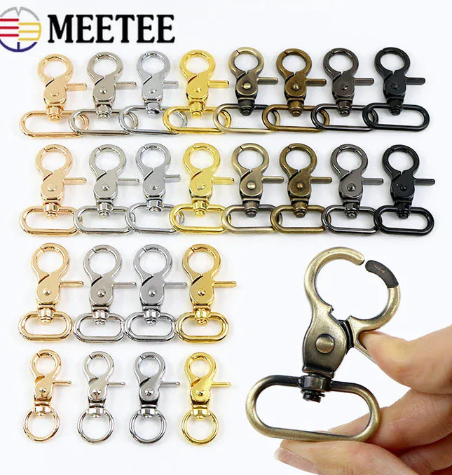 EcoWarra 10Pcs 10-50mm Metal Buckles for Bag Strap Dog Collar Swivel Lobster Clasp Webbing Trigger Snap Hooks DIY Handbag Accessories