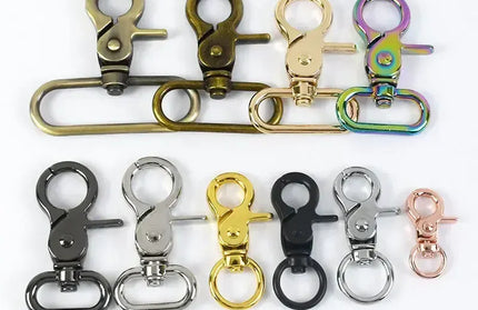 EcoWarra 10Pcs 10-50mm Metal Buckles for Bag Strap Dog Collar Swivel Lobster Clasp Webbing Trigger Snap Hooks DIY Handbag Accessories