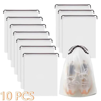 EcoWarra 10pcs / 30x40cm 5/10PCS Portable Shoe Storage Drawstring Eco Storage Bags for Shoes Sundries Travel Waterproof Transparent Plastic Storage Bag