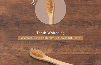 EcoWarra 10Pcs Colorful Toothbrush Natural Bamboo Tooth Brush Sets Soft Bristle Charcoal Teeth Eco Bamboo Toothbrushes Dental Oral Care
