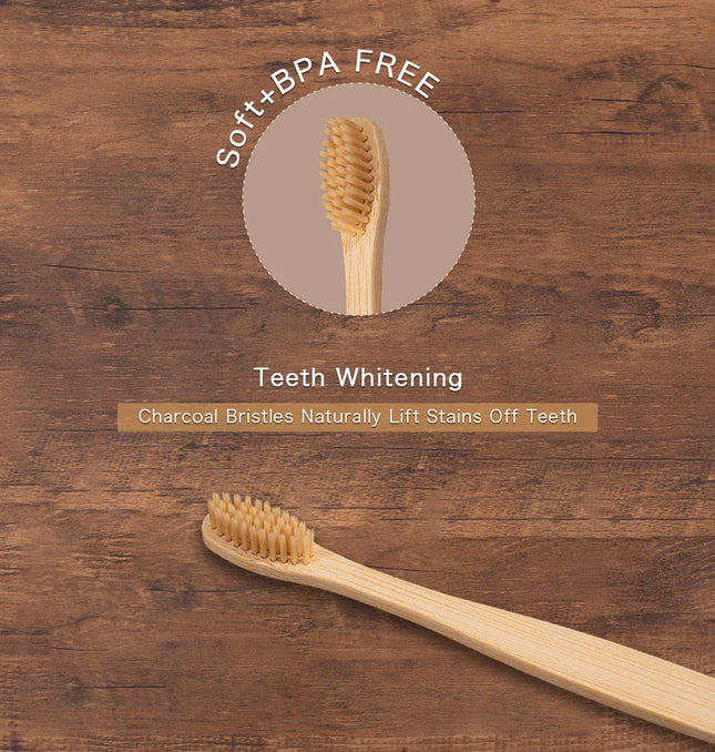 EcoWarra 10Pcs Colorful Toothbrush Natural Bamboo Tooth Brush Sets Soft Bristle Charcoal Teeth Eco Bamboo Toothbrushes Dental Oral Care