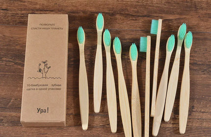 EcoWarra 10Pcs Colorful Toothbrush Natural Bamboo Tooth Brush Sets Soft Bristle Charcoal Teeth Eco Bamboo Toothbrushes Dental Oral Care