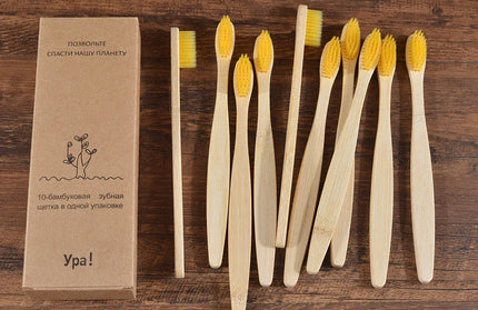 EcoWarra 10Pcs Colorful Toothbrush Natural Bamboo Tooth Brush Sets Soft Bristle Charcoal Teeth Eco Bamboo Toothbrushes Dental Oral Care