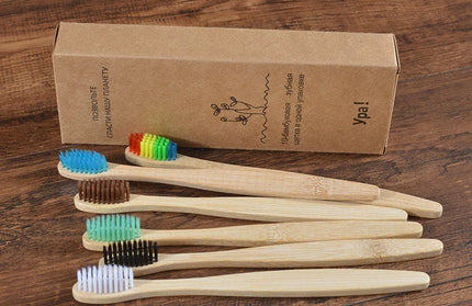 EcoWarra 10Pcs Colorful Toothbrush Natural Bamboo Tooth Brush Sets Soft Bristle Charcoal Teeth Eco Bamboo Toothbrushes Dental Oral Care