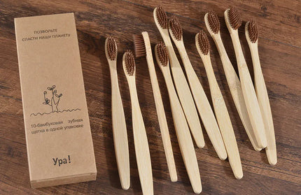 EcoWarra 10Pcs Colorful Toothbrush Natural Bamboo Tooth Brush Sets Soft Bristle Charcoal Teeth Eco Bamboo Toothbrushes Dental Oral Care