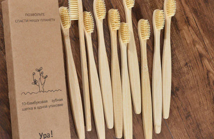EcoWarra 10Pcs Colorful Toothbrush Natural Bamboo Tooth Brush Sets Soft Bristle Charcoal Teeth Eco Bamboo Toothbrushes Dental Oral Care