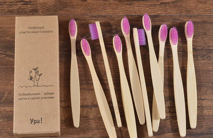 EcoWarra 10Pcs Colorful Toothbrush Natural Bamboo Tooth Brush Sets Soft Bristle Charcoal Teeth Eco Bamboo Toothbrushes Dental Oral Care