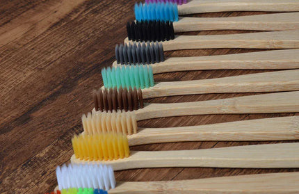 EcoWarra 10Pcs Colorful Toothbrush Natural Bamboo Tooth Brush Sets Soft Bristle Charcoal Teeth Eco Bamboo Toothbrushes Dental Oral Care