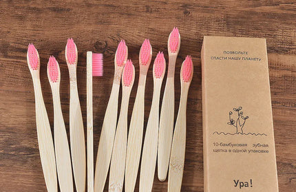 EcoWarra 10Pcs Colorful Toothbrush Natural Bamboo Tooth Brush Sets Soft Bristle Charcoal Teeth Eco Bamboo Toothbrushes Dental Oral Care