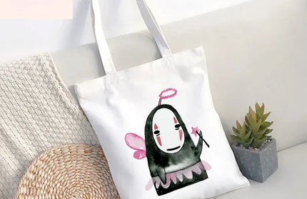 EcoWarra 12 / 35CMX45CM Funny Totoro Spirit Cartoon Ladies Handbag Fashion Canvas Shoulder Bag Eco Large Capacity Shopping Bag Leisure Travel Schoolbag