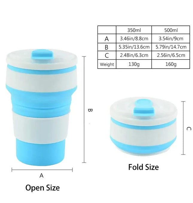 EcoWarra 12 Oz Reusable Silicone Collapsible Cups with Lid for Camping 350ml 500ml Portable Folding Coffee Cups for Travel