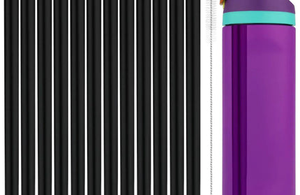 EcoWarra 12PCS Black 4/6/12PCS Replacement Straws for Owala Water Bottle 24 oz 32 oz, Reusable Plastic Straws with Cleaning Brush