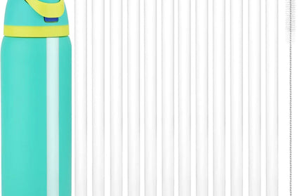 EcoWarra 12PCS White 4/6/12PCS Replacement Straws for Owala Water Bottle 24 oz 32 oz, Reusable Plastic Straws with Cleaning Brush