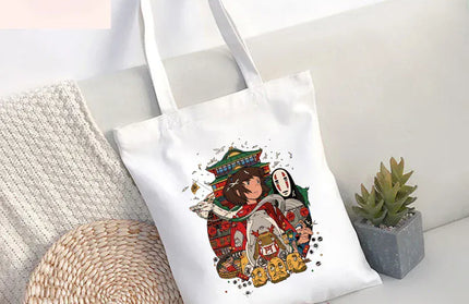 EcoWarra 13 / 35CMX45CM Funny Totoro Spirit Cartoon Ladies Handbag Fashion Canvas Shoulder Bag Eco Large Capacity Shopping Bag Leisure Travel Schoolbag