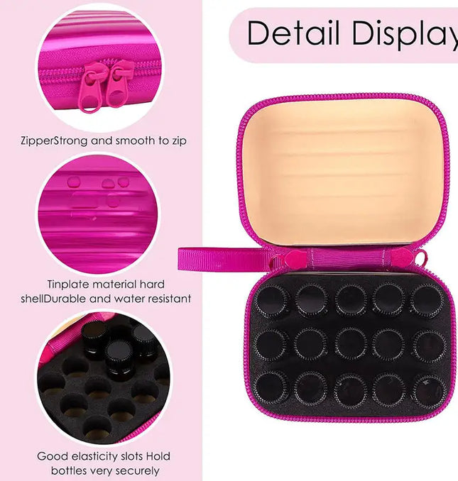 EcoWarra 15 Bottles Essential Oil Case 5/10/15ml Essential Oil Collecting Bags Portable Storage Bag Perfume Bottle Travel Carrying Case