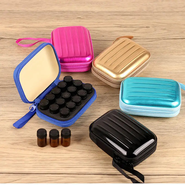 EcoWarra 15 Bottles Essential Oil Case 5/10/15ml Essential Oil Collecting Bags Portable Storage Bag Perfume Bottle Travel Carrying Case