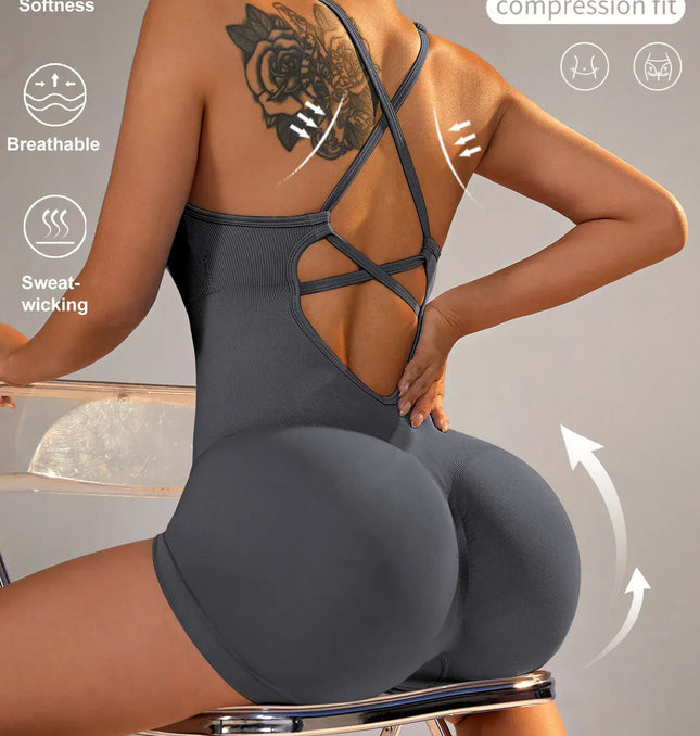 EcoWarra 15 Color One Piece Jumpsuit Shorts Elasticity Bodysuit Yoga Sports Workout Gym Set Women Clothes Sportswear Fitness Overalls