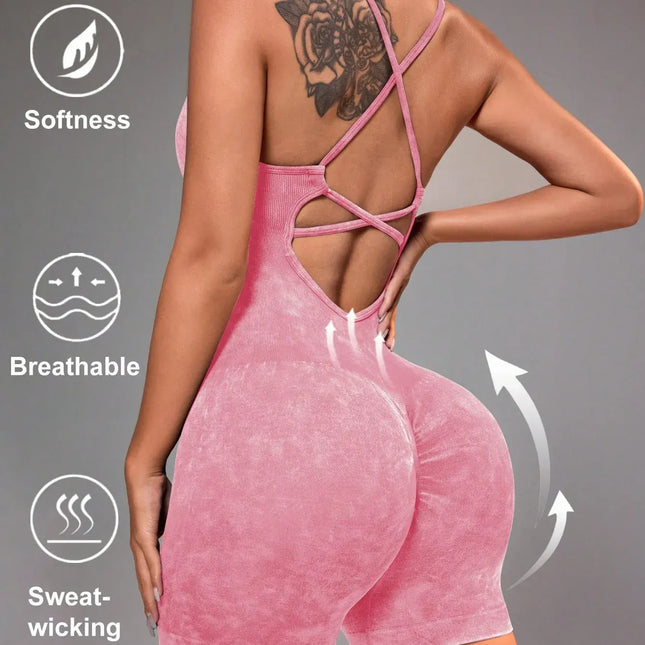 EcoWarra 15 Color One Piece Jumpsuit Shorts Elasticity Bodysuit Yoga Sports Workout Gym Set Women Clothes Sportswear Fitness Overalls