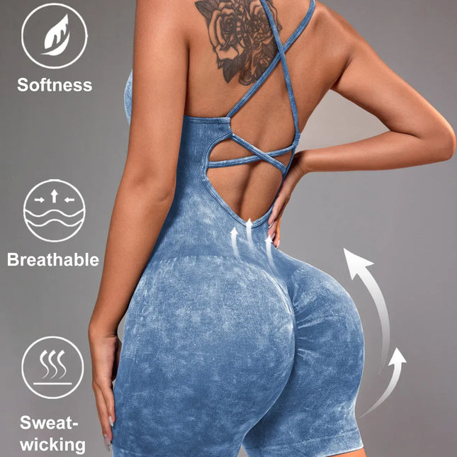 EcoWarra 15 Color One Piece Jumpsuit Shorts Elasticity Bodysuit Yoga Sports Workout Gym Set Women Clothes Sportswear Fitness Overalls