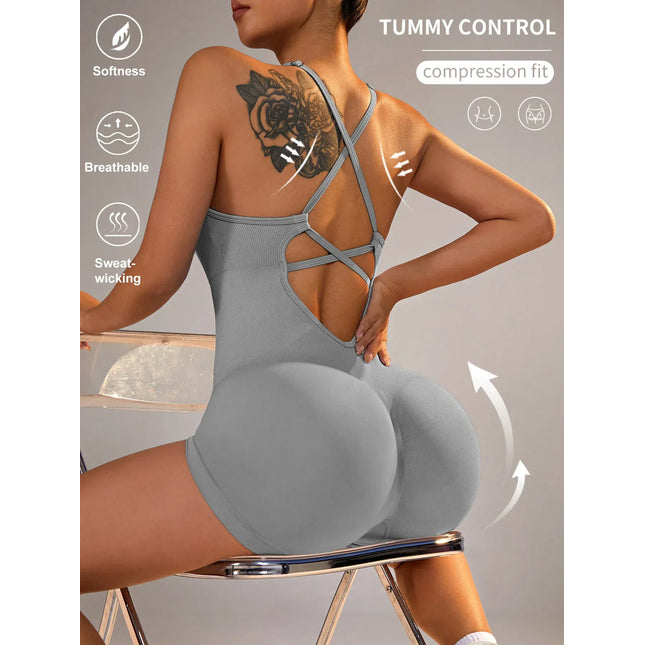 EcoWarra 15 Color One Piece Jumpsuit Shorts Elasticity Bodysuit Yoga Sports Workout Gym Set Women Clothes Sportswear Fitness Overalls