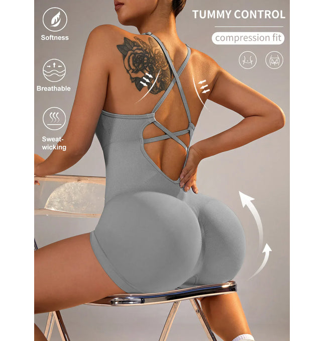 EcoWarra 15 Color One Piece Jumpsuit Shorts Elasticity Bodysuit Yoga Sports Workout Gym Set Women Clothes Sportswear Fitness Overalls