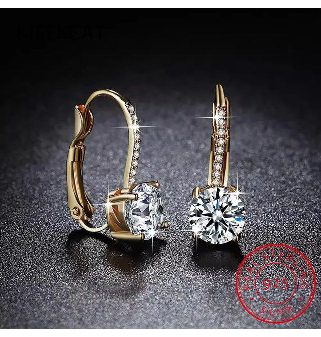 EcoWarra 18K Gold 2-Carat Moissanite Hoop Earrings – 8mm Lab Diamond Huggies in 925 Sterling Silver