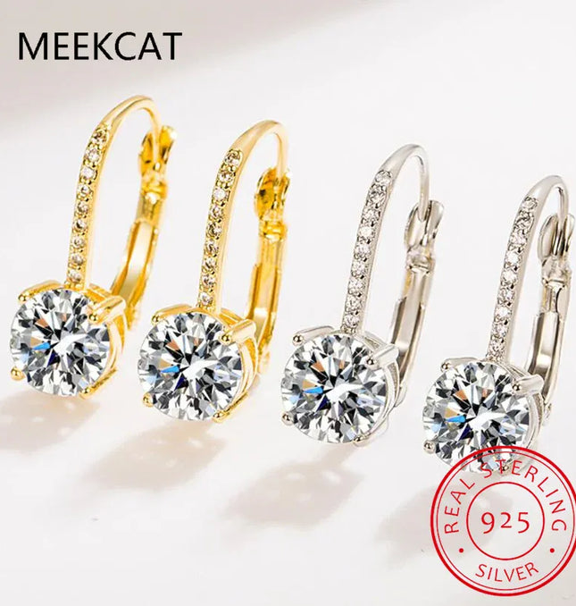EcoWarra 18K Gold 2-Carat Moissanite Hoop Earrings – 8mm Lab Diamond Huggies in 925 Sterling Silver
