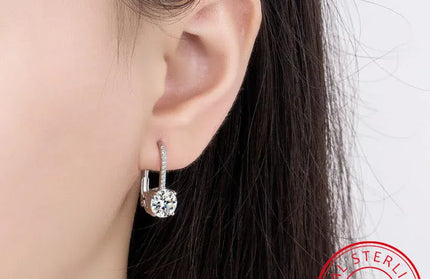 EcoWarra 18K Gold 2-Carat Moissanite Hoop Earrings – 8mm Lab Diamond Huggies in 925 Sterling Silver