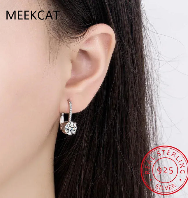EcoWarra 18K Gold 2-Carat Moissanite Hoop Earrings – 8mm Lab Diamond Huggies in 925 Sterling Silver