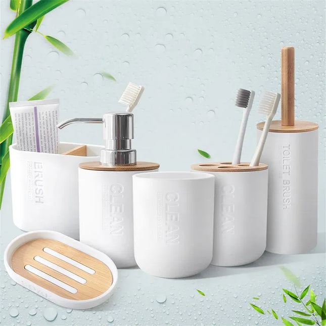 EcoWarra 1pc Bathroom Accessories Soap Dispenser Bottle Dish Washroom Garbage Can Toothbrush Holder Cup Suit Lotion Rack Toilet Brush