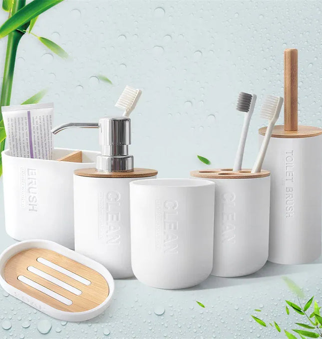 EcoWarra 1pc Bathroom Accessories Soap Dispenser Bottle Dish Washroom Garbage Can Toothbrush Holder Cup Suit Lotion Rack Toilet Brush