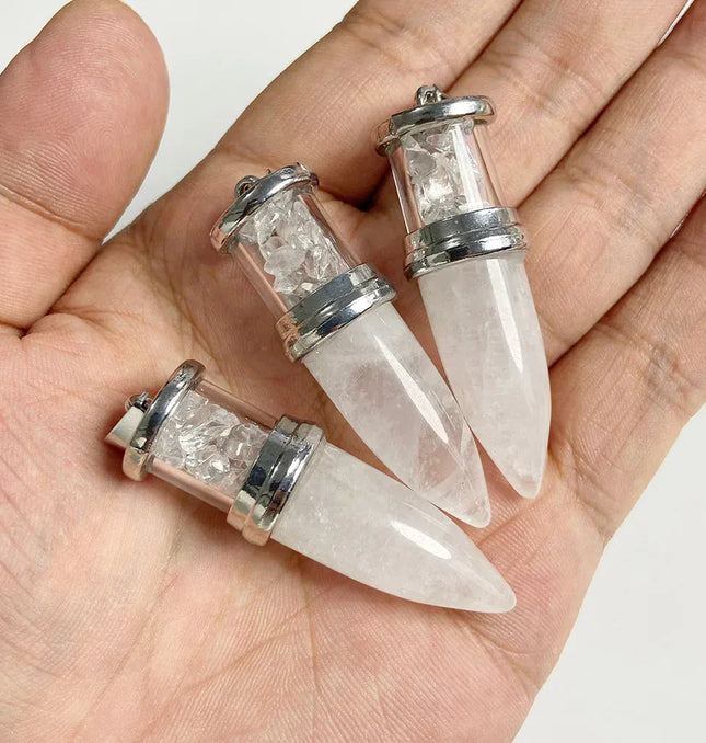 EcoWarra 1pc Bullet shape Stone Pendant for Men Reiki Women Making Necklace Accessory Natural Quartz Jades Pendant