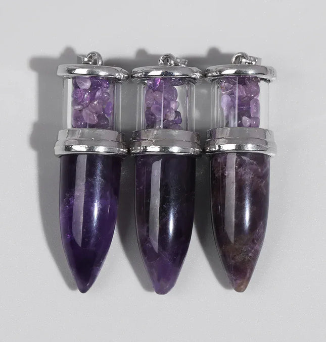 EcoWarra 1pc Bullet shape Stone Pendant for Men Reiki Women Making Necklace Accessory Natural Quartz Jades Pendant