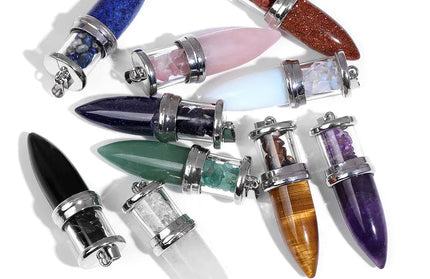 EcoWarra 1pc Bullet shape Stone Pendant for Men Reiki Women Making Necklace Accessory Natural Quartz Jades Pendant