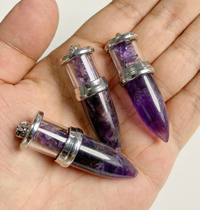 EcoWarra 1pc Bullet shape Stone Pendant for Men Reiki Women Making Necklace Accessory Natural Quartz Jades Pendant
