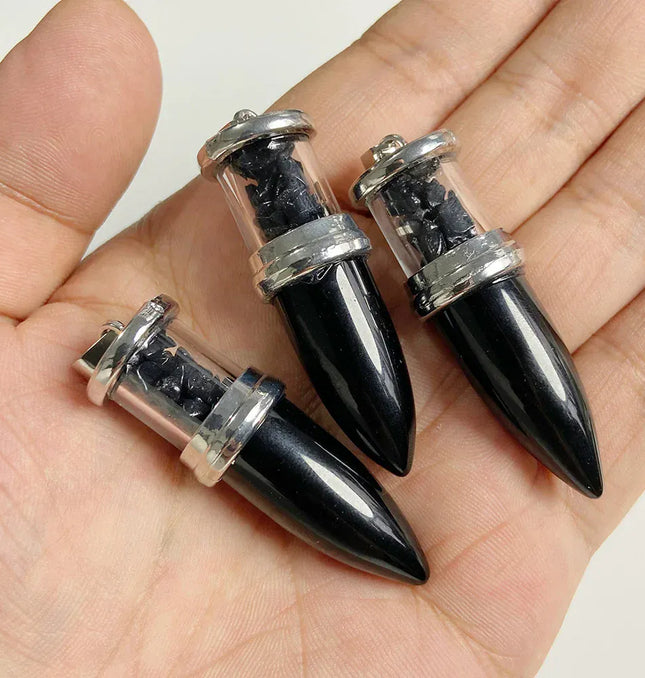 EcoWarra 1pc Bullet shape Stone Pendant for Men Reiki Women Making Necklace Accessory Natural Quartz Jades Pendant