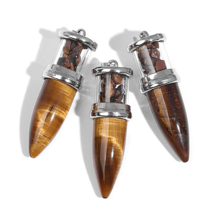EcoWarra 1pc Bullet shape Stone Pendant for Men Reiki Women Making Necklace Accessory Natural Quartz Jades Pendant