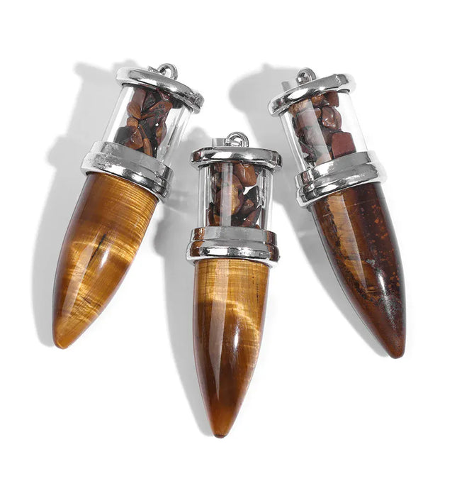 EcoWarra 1pc Bullet shape Stone Pendant for Men Reiki Women Making Necklace Accessory Natural Quartz Jades Pendant