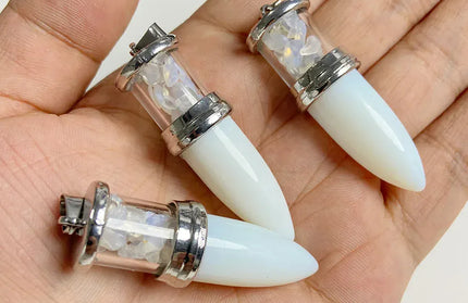 EcoWarra 1pc Bullet shape Stone Pendant for Men Reiki Women Making Necklace Accessory Natural Quartz Jades Pendant