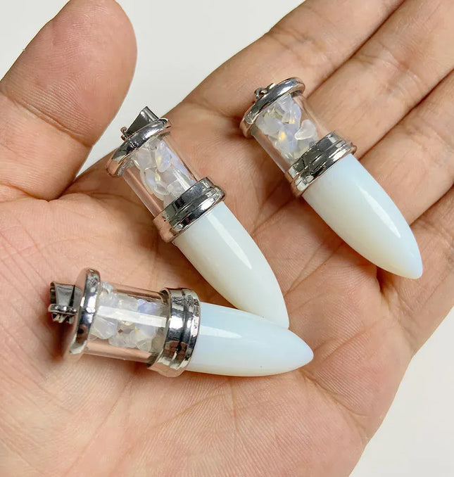 EcoWarra 1pc Bullet shape Stone Pendant for Men Reiki Women Making Necklace Accessory Natural Quartz Jades Pendant