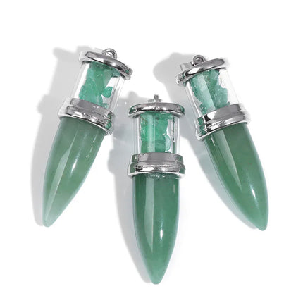 EcoWarra 1pc Bullet shape Stone Pendant for Men Reiki Women Making Necklace Accessory Natural Quartz Jades Pendant